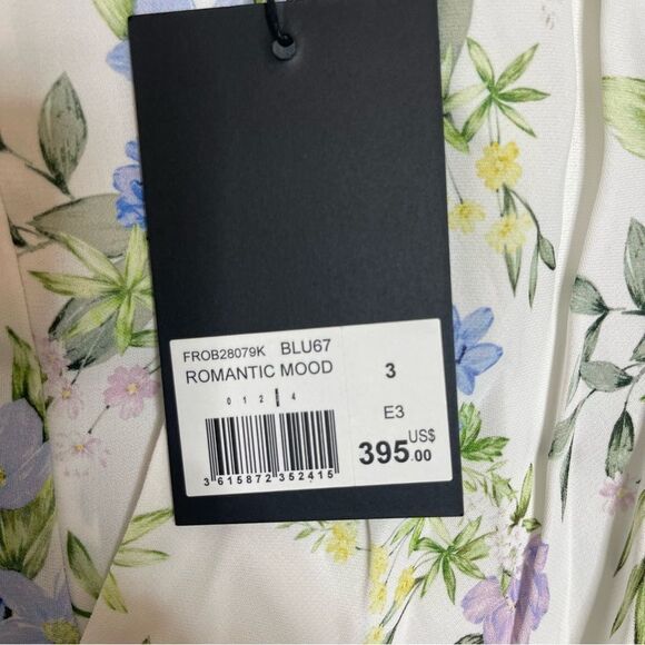 The Kooples WHITE FLORAL SHORT SLEEVE SHORT DRESS WITH SHIRRING NWT - Picture 8 of 8